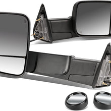 Replacement for RAM 1500 2500 3500 Black Heated Power Glass Foldable Towing Side+Circle Blind Spot Mirror