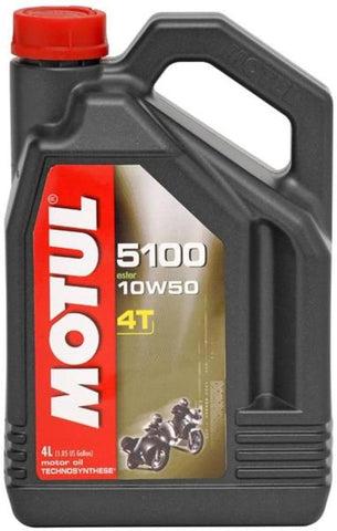 Motul 104074 5100 4T Synthetic Ester Blend Motor Oil - 10W50-1L.