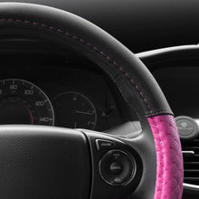 CarXS Diamond Quilt Steering Wheel Cover, Pink – Breathable Anti-Slip Protector with Bling Bling Sequin for Women, Universal Fit for Standard Wheel Sizes 14.5 15 15.5 inches