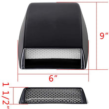 1X Custom Black Decorative Air Flow Intake Turbo Bonnet Hood Vent Grille Cover w/ 3M For Car SUV Pickup Truck