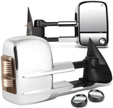 DNA Motoring TWM-001-T999-CH-SM+DM-SY-022 Pair of Towing Side Mirrors + Blind Spot Mirrors