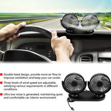 Qii lu USB Fan, USB Dual Head Car Fan Portable Air Conditioner Auto Cooler Ventilation 12V(all black)