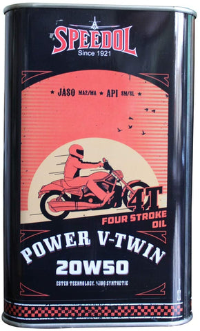 Speedol Power V-Twin 20W-50 Full Synthetic 4T Motorcycle Oil 1.05-Quart (1 Liter) | Four Stroke Esther Technology 100% Synthetic Oil | Premium Tin Packaging | High-Performance Engine Oil