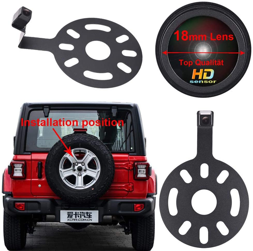 Super HD Vehicle Camera 1280x720 Pixels 1000 TV Lines car Rear View Back up Camera Parking Reverse for Jeep Wrangler Willys Unlimited Sahara Spare tire Rubicon Waterproof Night Vision (Super HD camera)