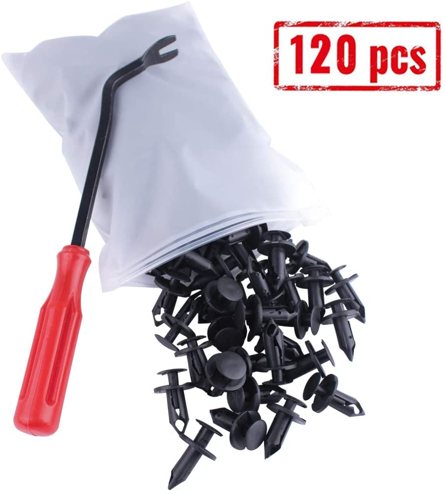 UNIGT 7661855 Fastener Rivets for Polaris Sportsman RZR Ranger Snowmobile Push Pin Plastic Clips ATV Body Bumper Fender Clips Fastener Rivets- 120 Pcs & 1 Remover