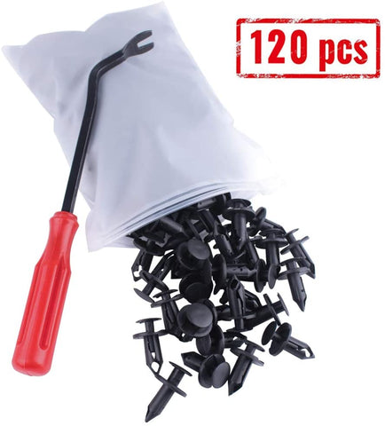 UNIGT 7661855 Fastener Rivets for Polaris Sportsman RZR Ranger Snowmobile Push Pin Plastic Clips ATV Body Bumper Fender Clips Fastener Rivets- 120 Pcs & 1 Remover