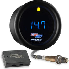 GlowShift Black 7 Series - Kit de calibrador de banda ancha digital de aire y combustible, incluye sensor de oxígeno, salida de registro de datos y tapón de soldadura, pantalla LED azul, lente transparente, 2.047 in