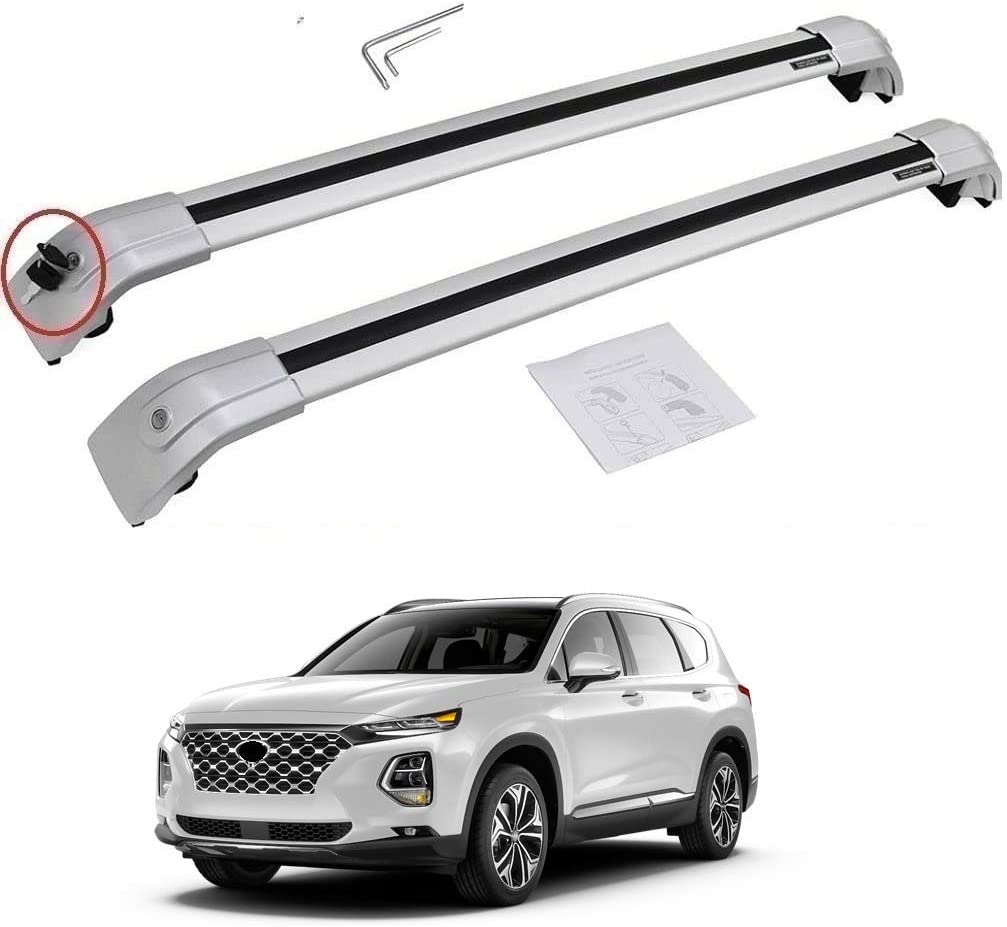 SAREMAS US Silver roof Cargo Racks for Hyundai Santa fe 2019-2022 Cross Bars Roof Rack Rail Luggage Cargo Carrier Lockable