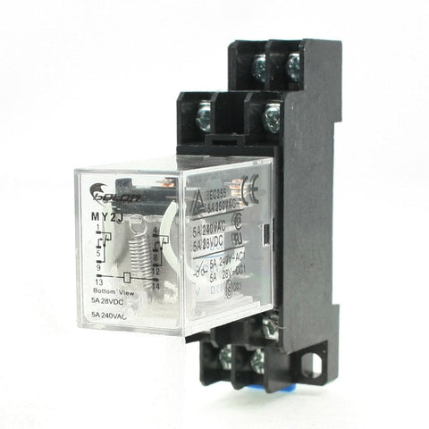 uxcell A13060500ux0338 MY2J DC 6V Coil General Purpose Relay, DPDT 8 Pin, 5 Amp, 240V AC/28V DC with Socket Base