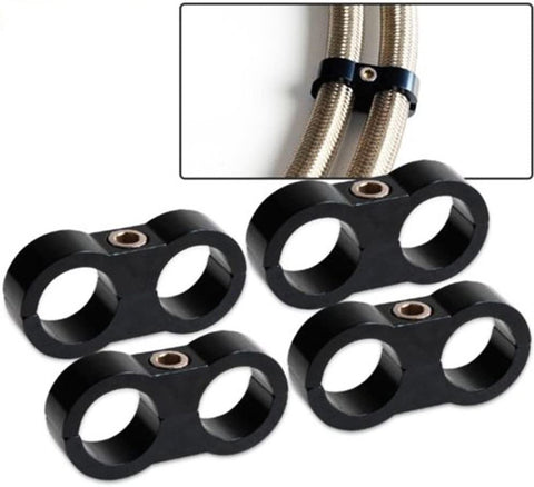 4pcs AN10 19MM Braided Hose Separator Clamp Fitting Adapter Bracket Black