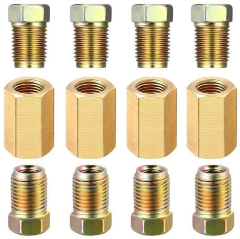 Fangfang Brake Fittings Brass Inverted Flare Union & Compression Fitting 12 Pcs S4M4 (Color : Copper Unions)