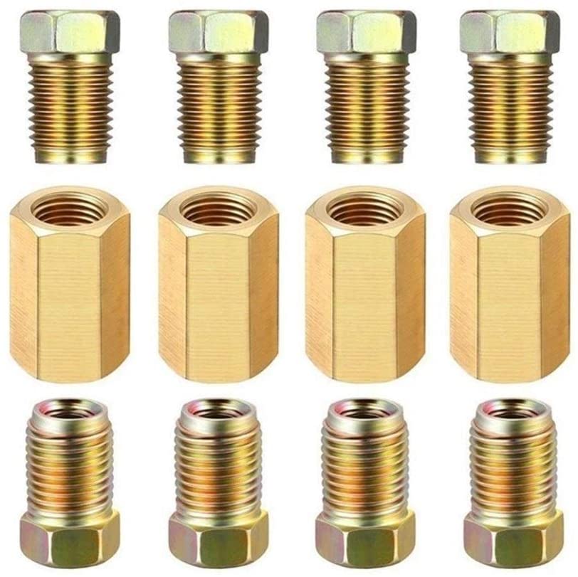 SHOUNAO Brake Fittings Brass Inverted Flare Union & Compression Fitting 12 Pcs S4M4 (Color : Copper Unions) (Copper Unions)