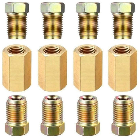 Weiyang Brake Fittings Brass Inverted Flare Union & Compression Fitting 12 Pcs S4M4 (Color : Copper Unions)