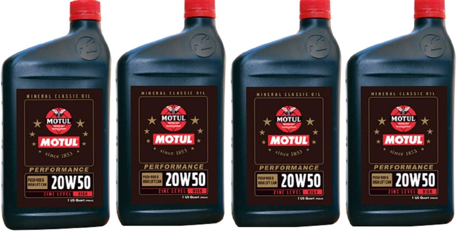Motul 108081 Set of 4 Classic Performance 20W-50 Mineral Oil 1-Quart Bottles