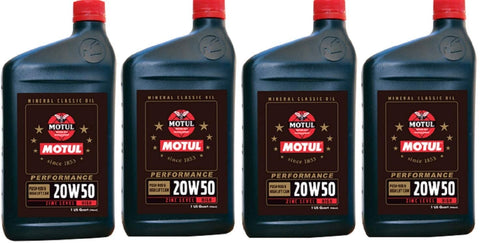Motul 108081 Set of 4 Classic Performance 20W-50 Mineral Oil 1-Quart Bottles