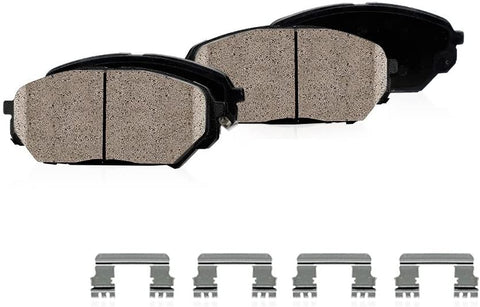 CPK12196 FRONT Performance Grade Quiet Low Dust [4] Ceramic Brake Pads + Dual Layer Rubber Shims + Hardware