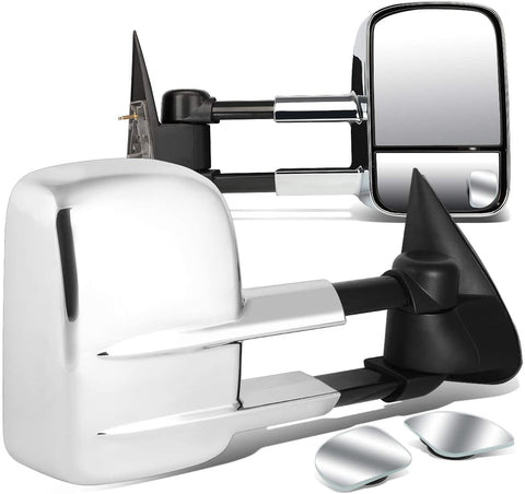 DNA Motoring TWM-001-T222-CH+DM-074 Pair of Towing Side Mirrors + Blind Spot Mirrors