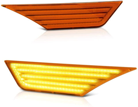 [Sequential Turn Signal] VIPMOTOZ Full Amber LED Front Side Marker Light Turn Signal Lamp For 2016-2020 Honda Civic, Driver & Passenger Side