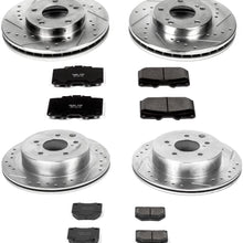 Power Stop K2754 Front & Rear Brake Kit with Drilled/Slotted Brake Rotors and Z23 Evolution Ceramic Brake Pads,Silver Zinc Plated