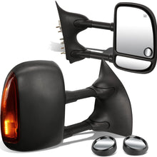 Replacement for Super Duty Black Heated Power Smoked Signal Extendable Towing Side+Circle Blind Spot Mirror