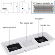 Qiilu Exhaust Fan, 12V Ventilation Fan 2 Way Inlet Outlet Exhaust Air Blower Side Mount for Trailer/Caravan/RV/Yacht