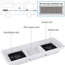 Fydun 12V Ventilation Fan 2 Way Inlet Outlet Exhaust Air Blower Side Mount for Trailer/Caravan/RV/Yacht