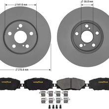 Goodyear Brakes PRK52728F, Front Premium Brake Bundle with Pair (2) of AntiOx Coated Brake Rotors and Ceramic Brake Pads