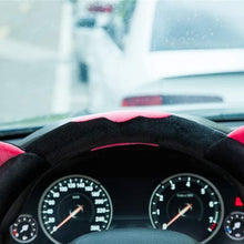 ChuLian Cute Winter Warm Plush Auto Car Steering Wheel Cover for Women Girls, Universal 15 Inch Car Accessories, Rose Red