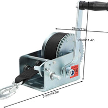 2500LBS Hand Crank Winch Hand Winch with 7M Polyester Strap Heavy-Duty Universal for Boat Trailer Trucks Pull Lift Tool