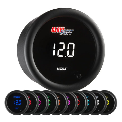 GlowShift 10 Color Digital Volt Voltmeter Gauge - Reads Battery Voltage 8-18 Volts - Multi-Color LED Display - Tinted Lens - 2-1/16