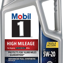 Mobil 1 High Mileage Full Synthetic Motor Oil 5W-30, 5 Quart