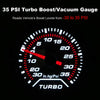 WATERWICH 35 PSI Turbo Boost / Vacuum Gauge Meter Kit Includes Mechanical Hose & T-Fitting - Black Dial - Clear Lens 2
