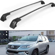 UDP-Auto 2Pcs Fits for Toyota Fortuner 2016-2021 Adjustable Crossbars Cross Bars Lockable Roof Top Rail Baggage Luggage Cargo Carrier Holder - Silver