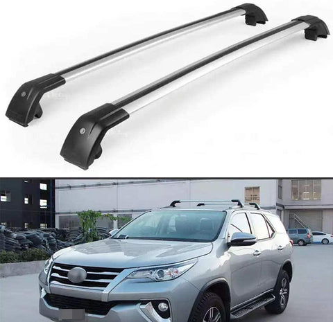 UDP-Auto 2Pcs Fits for Toyota Fortuner 2016-2021 Adjustable Crossbars Cross Bars Lockable Roof Top Rail Baggage Luggage Cargo Carrier Holder - Silver