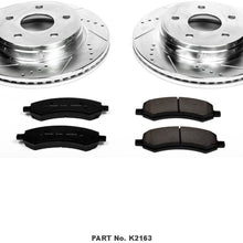 Power Stop K2163 Front Brake Kit with Drilled/Slotted Brake Rotors and Z23 Evolution Ceramic Brake Pads,Silver Zinc Plated