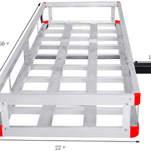 Goplus 60" x 22" Hitch Mount Cargo Carrier, Aluminum Luggage Basket Rack Fits 2" Receiver, Rear Cargo Rack for SUV, Truck, Car, 500LBS
