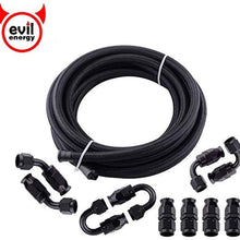 EVIL ENERGY 16Ft 10AN 5/8" Nylon Stainless Steel Braided PTFE E85 Tube Transmission Gas Oil Fuel Line Hose End Fittings Kit Universal (12.95mm ID)