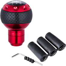 Bashineng 5 Speed Leather Transmission Shift Handle, Gear Stick Shifter Knob Fit Most Manual Cars (Red)