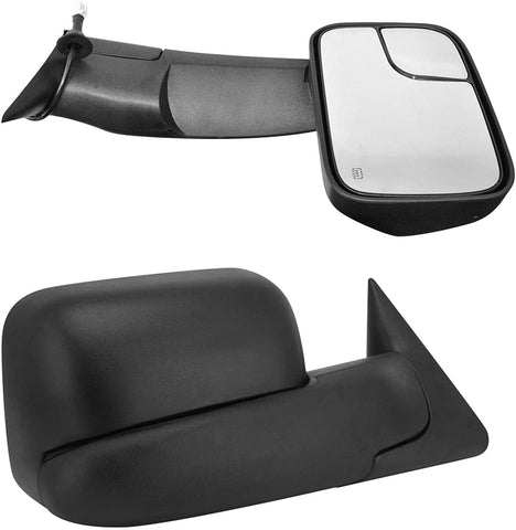 Towing Mirrors, Power Heated Folding Tow Mirrors for 1998 1999 2000 2001 Replacement for Dodge Ram 1500 2500 3500 Truck