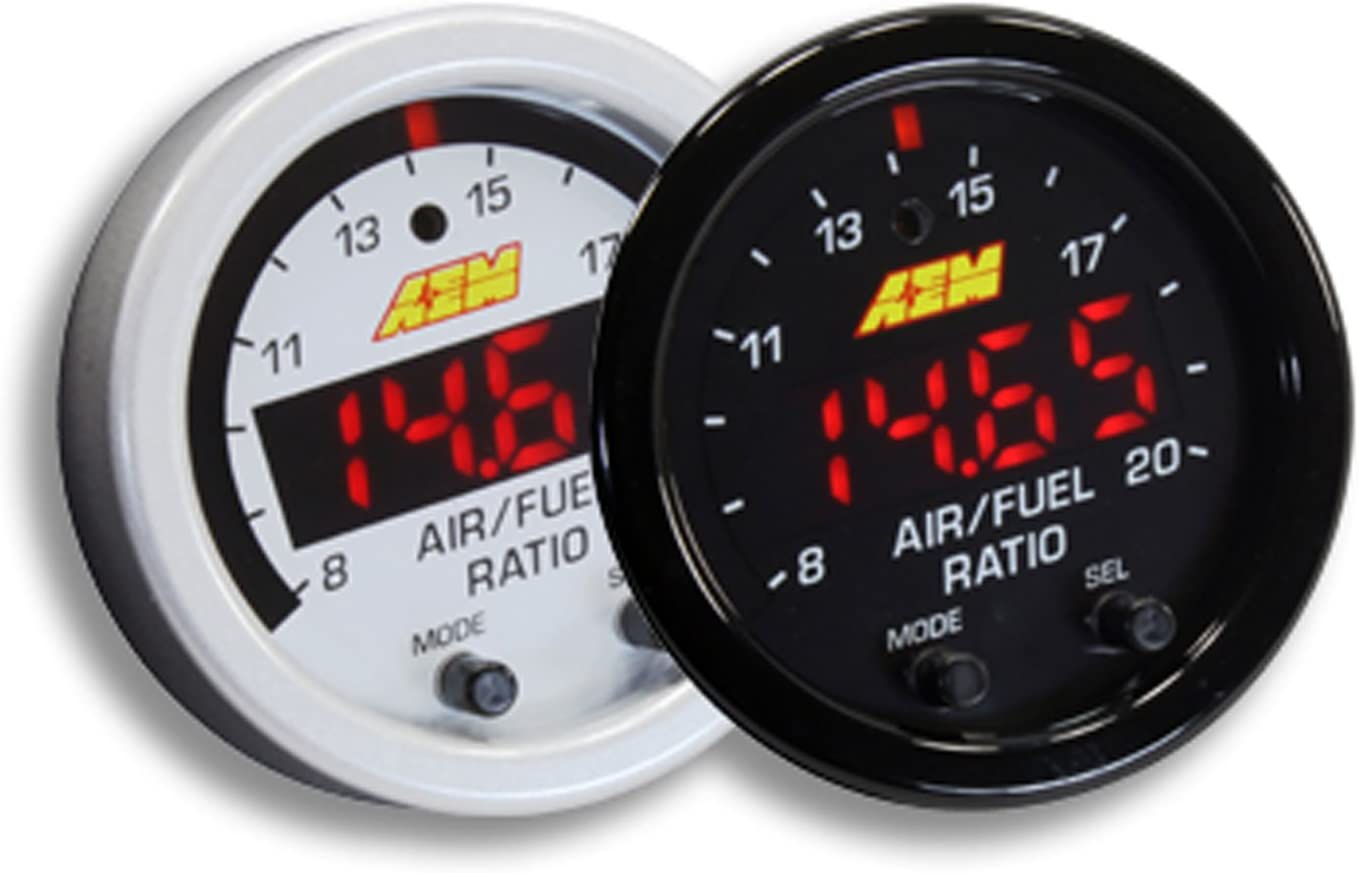 AEM 52mm Wideband UEGO Air Fuel Ratio Sensor Controller Gauge w/ White Face Kit