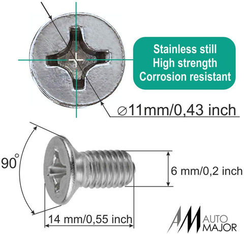 Screw Rotor Brake Disc Retaining - Set is Best for Honda, Acura, Hyundai, Kia, Mazda, VW Volkswagen, Audi, Porsche, VAG - Great Kit of 8 pcs Stainless Steel Retaining Screws by Automajor