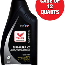 Triax Euro Ultra VX 0W-40 Full Synthetic - 20,000 Miles Long Drain - Extreme Performance OEM Grade - Compatible with ACEA C3, A3/B4, VW502.00, BMW LL-04, MB 229.51, 229.5, Porsche A40