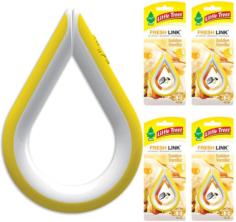 LITTLE TREES Car Air Freshener | Fresh Link Provides a Long-Lasting Scent for Auto or Home | Clips Anywhere | Golden Vanilla, 4-Pack