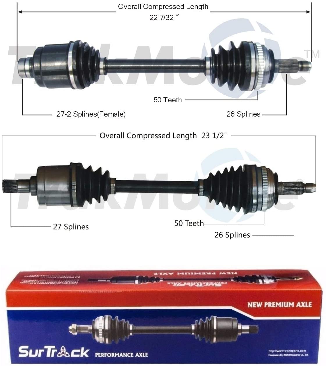 SurTrack Pair Set 2 Front CV Axle Shafts For Honda Civic del Sol Acura Integra