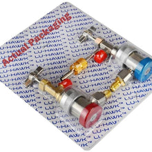 LU-HAWK Automotive R134a Recharge Kit with Self Sealing Can Tap Valve. Includes High/Low Side Quick Couplers with 1/4 adapters, Both Self Sealing and Single Puncture Can Taps, and Valve Core Remover.