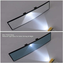 Universal 12 Inch Interior Clip On Panoramic Rearview Mirror - Blue Tint - Wide Angle - For use in Car, SUV, Truck