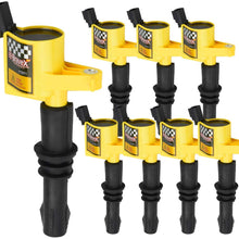 High Performance Ignition Coil 8 Pack For Ford F150 Mercury Lincoln V8 V10 4.6L 5.4L 6.8L Compatible with DG511 C1541 FD508 (Yellow)