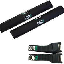 COR Surf Aero Roof Rack Pad and Premium No-Scratch Cam Buckle Tie Down Straps with Protective Silicone for Surf, SUP, Kayak and Canoe (28" Small Black)