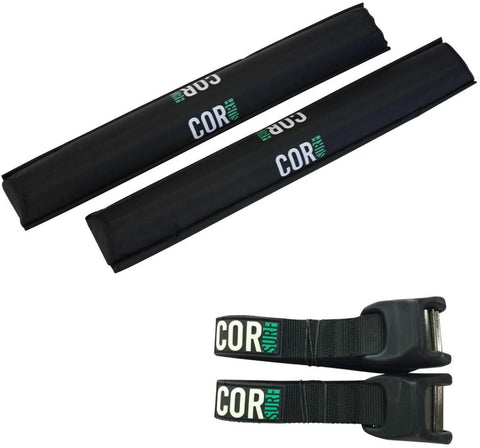COR Surf Aero Roof Rack Pad and Premium No-Scratch Cam Buckle Tie Down Straps with Protective Silicone for Surf, SUP, Kayak and Canoe (28