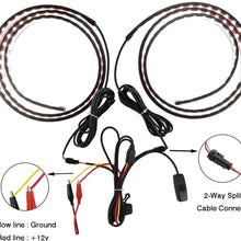 LivTee 2Pcs 60" White LED Cargo Truck Bed Light Strip Lamp Waterproof Lighting Kit with On-Off Switch Fuse 2-Way Splitter Cable for Jeep Pickup RV SUV and More